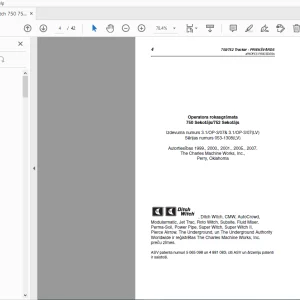 Ditch Witch 750/752 Sekotājs Operatora rokasgrāmata 053-1308 PDF