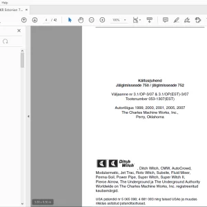 Ditch Witch 750/752 Jälgimisseade Käitusjuhend 053-1307 PDF