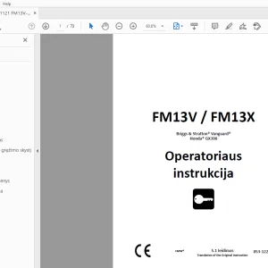 Ditch Witch FM13V/FM13X Operatoriaus instrukcija 053-1221 (LI) PDF