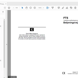 Ditch Witch FT5 Væskeoverføringssystem Betjeningsvejledning 053-3166 PDF