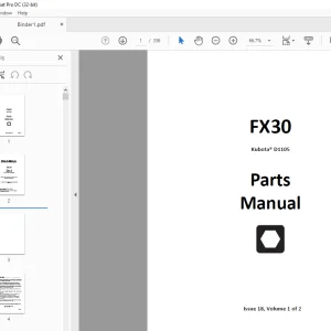 Ditch Witch FX30 Kubota D1105 Parts Manual 053-2618 PDF