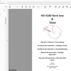 Ditch Witch HD-418D Rock Saw & Slider Operator’s Manual /Parts Manual PDF