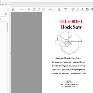 Ditch Witch HD-630DE Rock Saw Operator’s Manual/Parts Manual PDF