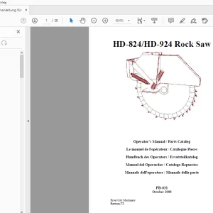 Ditch Witch HD-824/HD-924 Rock Saw Operator’s Manual/Parts Manual PDF
