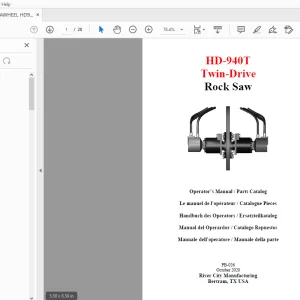 Ditch Witch HD-940T Twin-Drive Rock Saw Operator’s Manual/Parts Manual PDF