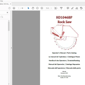Ditch Witch HD1046BP Rock Saw Operator’s Manual/Parts Manual PDF