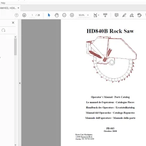 Ditch Witch HD840B Rock Saw Operator’s Manual/Parts Manual PDF