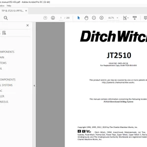 Ditch Witch JT2510 Parts Manual 053-433 PDF
