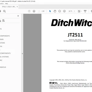 Ditch Witch JT2511 Parts Manual PN:053-454 PDF