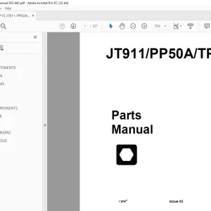 Ditch Witch JT911/PP50A/TP15 Parts Manual 053-442 PDF