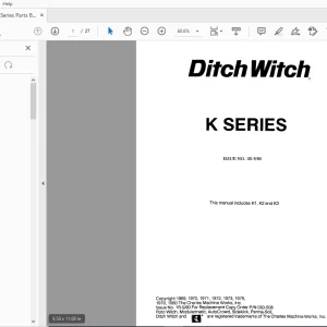 Ditch Witch K Series Parts Manual PDF