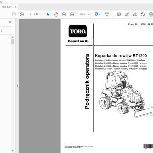 Toro Koparka do rowów RT1200 Podręcznik operatora PDF