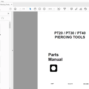 Ditch Witch PT20/PT30/PT40 PIERCING TOOLS Parts Manual 053-080 PDF