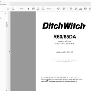 Ditch Witch R60/R65DA Digging Attachments Parts Manual 050-530