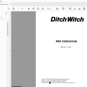 Ditch Witch R65 Conveyor Parts Manual 050-595 PDF