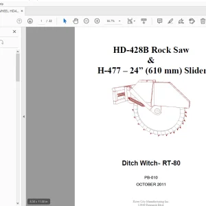 Ditch Witch RT-80 HD-428B & H-477 – 24” Operation Manual/Parts Manual PDF