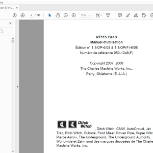 Ditch Witch RT115 Tier 3 Manuel d'utilisation 053-1248 (F) PDF