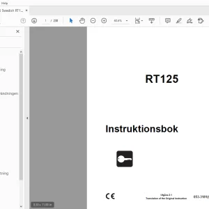 Ditch Witch RT125 Instruktionsbok 053-3181 (SW) PDF