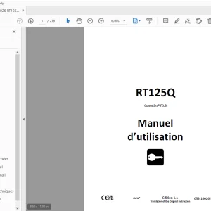 Ditch Witch RT125Q Cummins F3.8 Manuel d’utilisation 053-10026 (F) PDF
