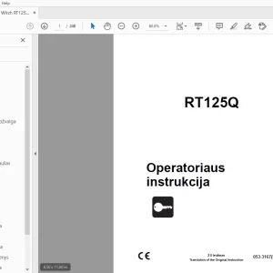 Ditch Witch RT125Q Operatoriaus instrukcija 053-3167 (LI) PDF