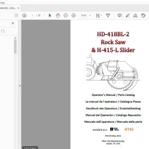 Ditch Witch RT45 HD-418BL-2 Rock Saw & H-415-L Slider Operator’s Manual PDF