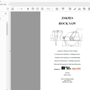 Ditch Witch SK1550 ZSK5ES ROCK SAW Operator’s Manual/Parts Manual PDF