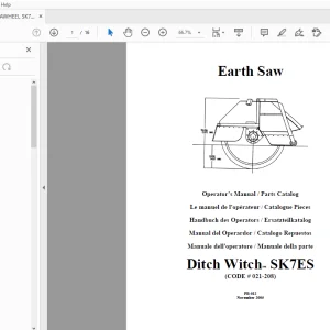 Ditch Witch SK7ES Earth Saw Operator’s Manual/Parts Manual PDF