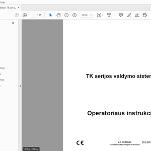 Ditch Witch TK serijos valdymo sistema Operatoriaus instrukcija PDF