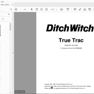 Ditch Witch True Trac Parts Manual 050-692 PDF