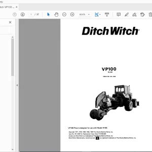 Ditch Witch VP100 Plow Parts Manual 050-584 PDF