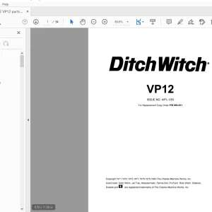 Ditch Witch VP12 Parts Manual 050-531 PDF