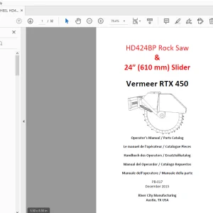 Ditch Witch Vermeer RTX 450 HD424BP Operator’s Manual/Parts Manual PDF