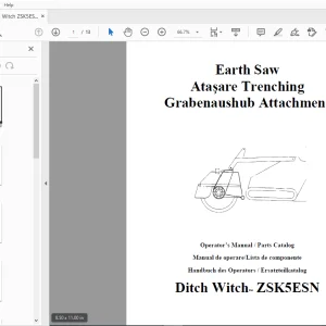 Ditch Witch ZSK5ESN Earth Saw Operator’s Manual/Parts Manual PDF