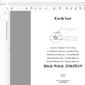 Ditch Witch ZSK5ESN Earth Saw Operator’s Manual/Parts Manual PDF