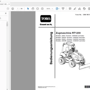 Toro Zugmaschine RT1200 Bedienungsanleitung PDF