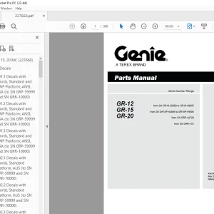 Genie GR-12 GR-15 GR-20 Parts Manual 227660 PDF