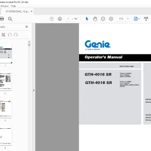 Genie GTH-4016 SR GTH-4018 SR Operator's Manual PDF