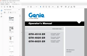 Genie GTH-4518 ER GTH-4020 ER GTH-6025 ER Operator's Manual PDF