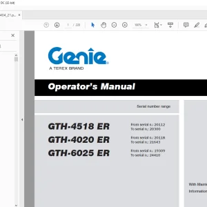 Genie GTH-4518 ER GTH-4020 ER GTH-6025 ER Operator's Manual PDF