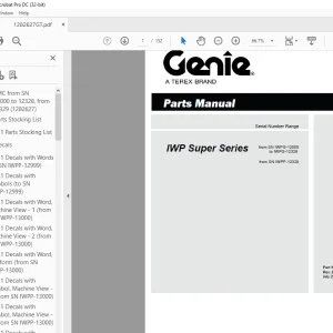 Genie IWP Super Series Parts Manual 1282627GT PDF