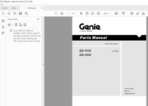 Genie Lift Truck GS-1530 GS-1930 Parts Manual 39529 PDF