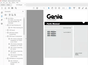 Genie Lift Truck GS-1932m GS-1432m GS-1532m Parts Manual 1307438GT