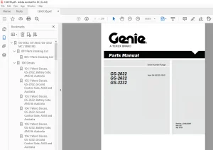 Genie Lift Truck GS-2032 GS-2632 GS-3232 Parts Manual 1306158GT