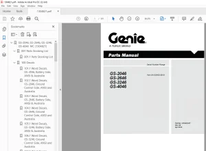 Genie Lift Truck GS-2046 GS-2646 GS-3246 GS-4046 Parts Manual 1304821GT