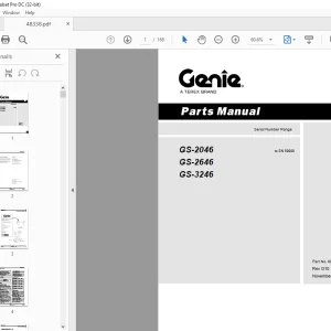 Genie Lift Truck GS-2046 GS-2646 GS-3246 Parts Manual 48338 PDF