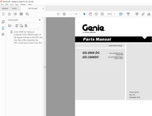 Genie Lift Truck GS-2668 DC GS-3268DC Parts Manual 84142