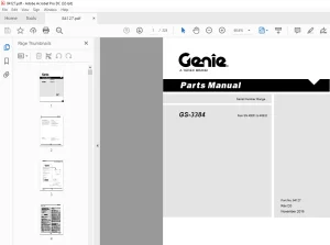 Genie Lift Truck GS-3384 Parts Manual 84127 PDF