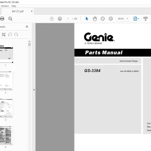Genie Lift Truck GS-3384 Parts Manual 84127 PDF
