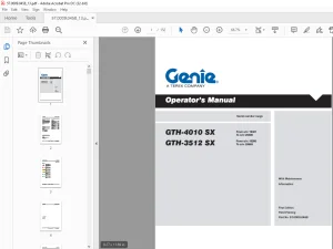 Genie Lift Truck GTH-4010 SX GTH-3512 SX Operator's Manual PDF