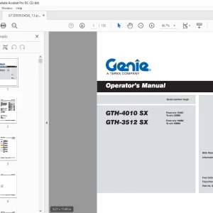 Genie Lift Truck GTH-4010 SX GTH-3512 SX Operator's Manual PDF